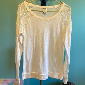 Women’s Pink Small Cream long Sleeved Tee EUC